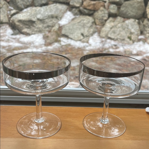 Other - Vintage Silver Rim Coupe Glasses | Mid Century Champagne Dessert | Set of 2